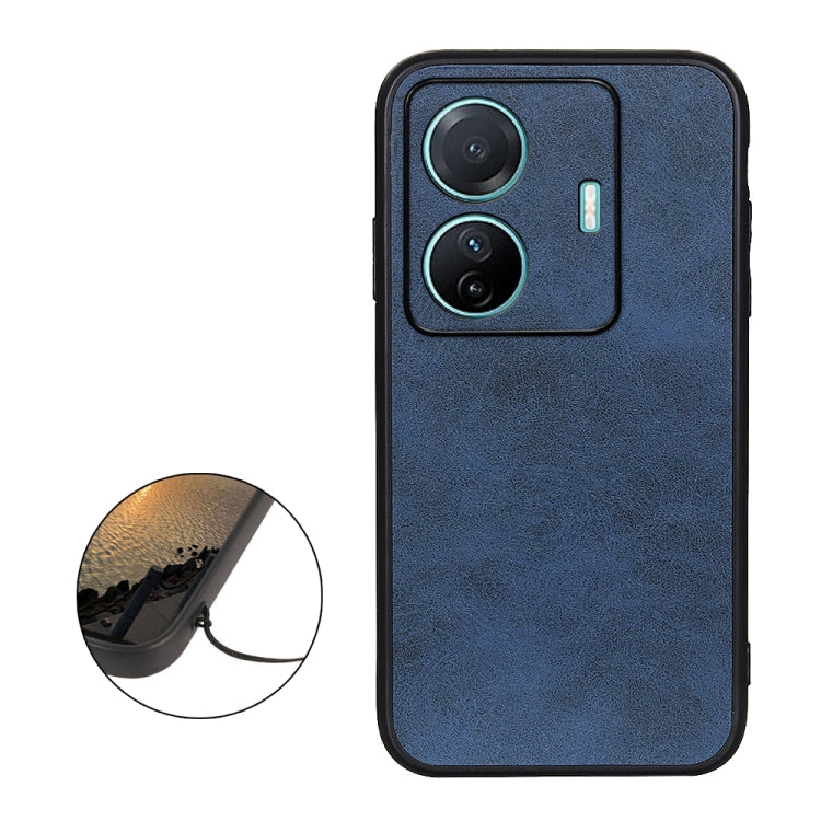 For vivo S15e Accurate Hole Two-color Calf Texture PU Phone Case