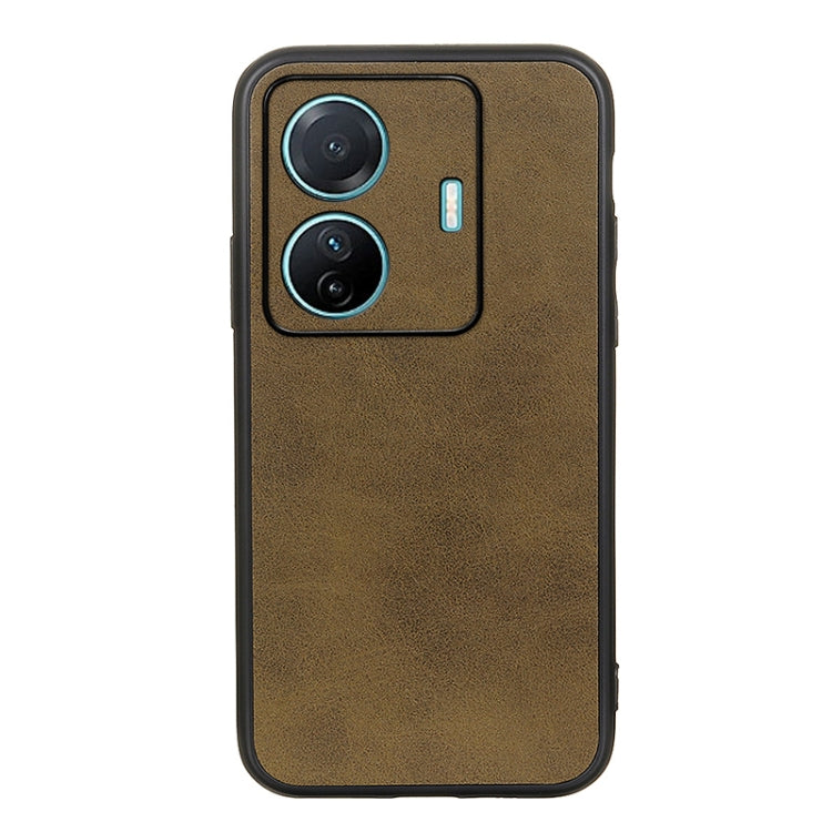 For vivo S15e Accurate Hole Two-color Calf Texture PU Phone Case