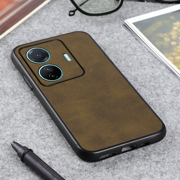 For vivo S15e Accurate Hole Two-color Calf Texture PU Phone Case