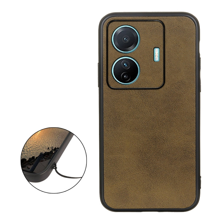For vivo S15e Accurate Hole Two-color Calf Texture PU Phone Case