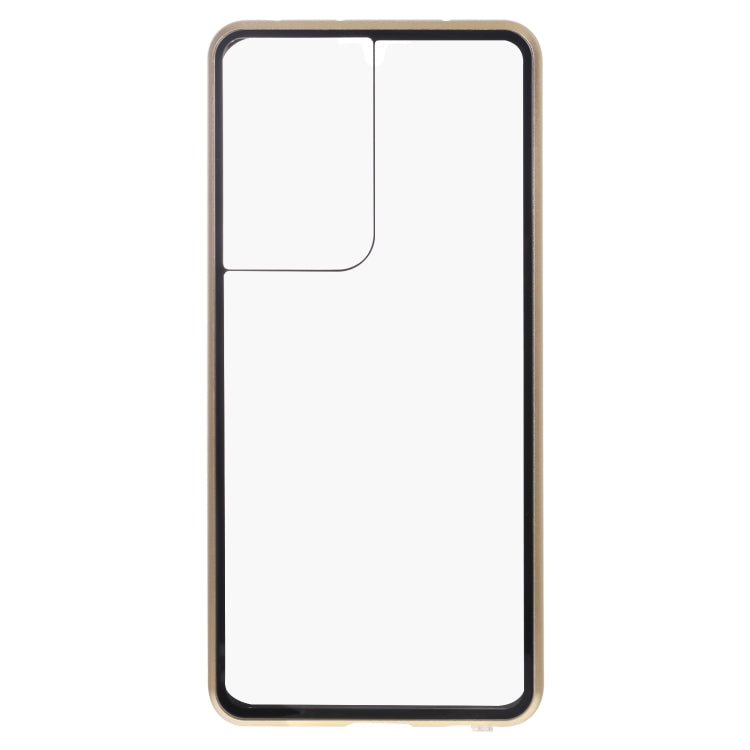 For Samsung Galaxy S21 Ultra 5G HD Magnetic Metal Tempered Glass Phone Case
