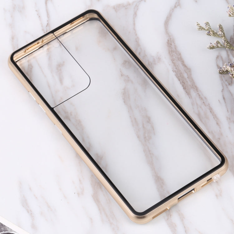 For Samsung Galaxy S21 Ultra 5G HD Magnetic Metal Tempered Glass Phone Case