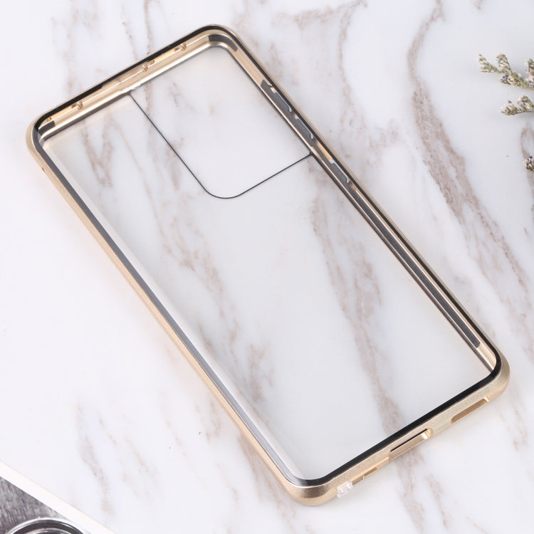 For Samsung Galaxy S21 Ultra 5G HD Magnetic Metal Tempered Glass Phone Case