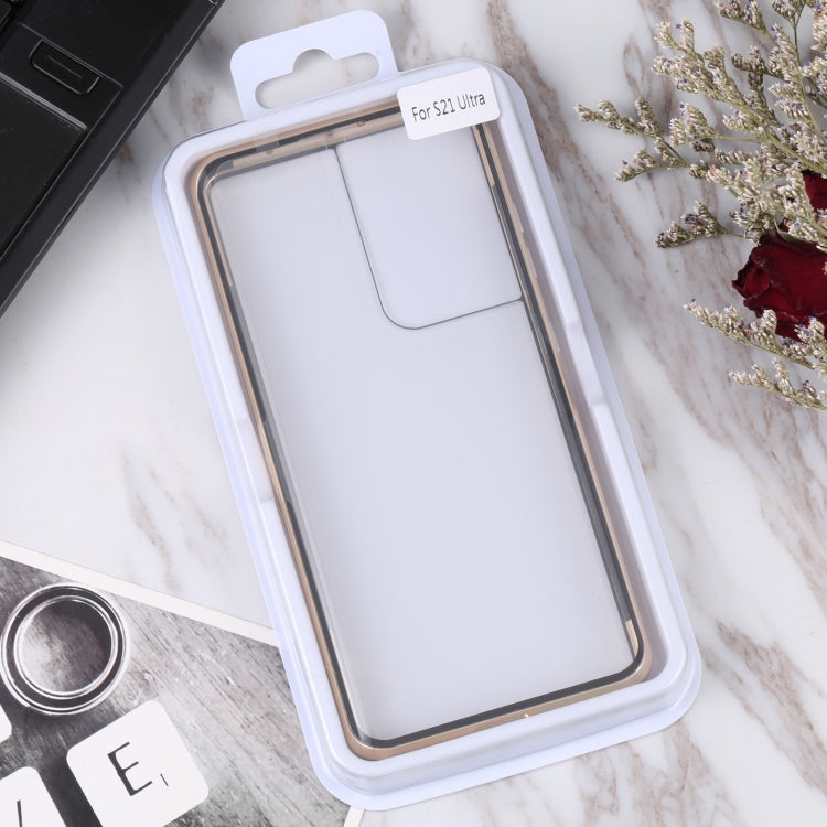 For Samsung Galaxy S21 Ultra 5G HD Magnetic Metal Tempered Glass Phone Case