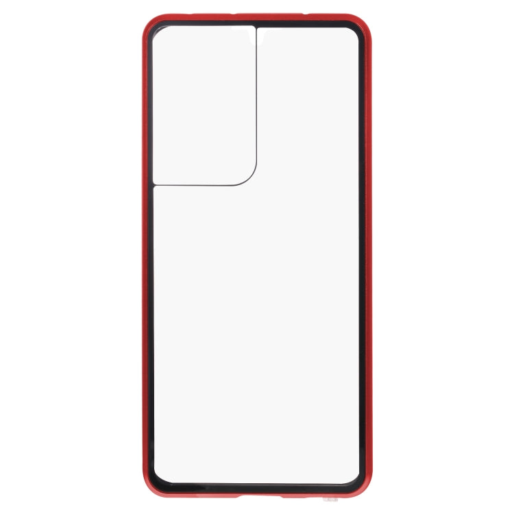 For Samsung Galaxy S21 Ultra 5G HD Magnetic Metal Tempered Glass Phone Case