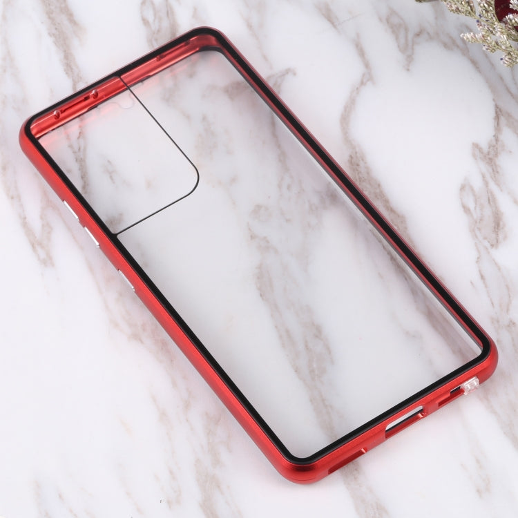 For Samsung Galaxy S21 Ultra 5G HD Magnetic Metal Tempered Glass Phone Case