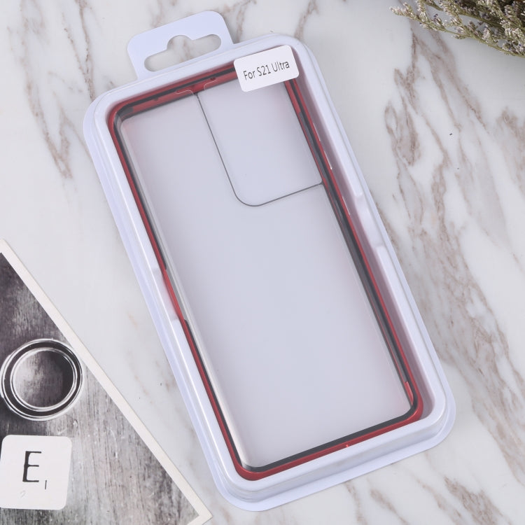 For Samsung Galaxy S21 Ultra 5G HD Magnetic Metal Tempered Glass Phone Case