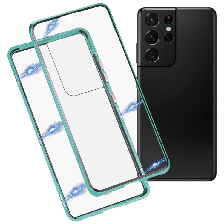For Samsung Galaxy S21 Ultra 5G HD Magnetic Metal Tempered Glass Phone Case
