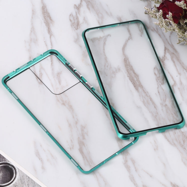 For Samsung Galaxy S21 Ultra 5G HD Magnetic Metal Tempered Glass Phone Case