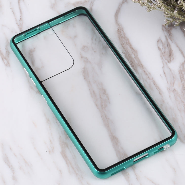 For Samsung Galaxy S21 Ultra 5G HD Magnetic Metal Tempered Glass Phone Case