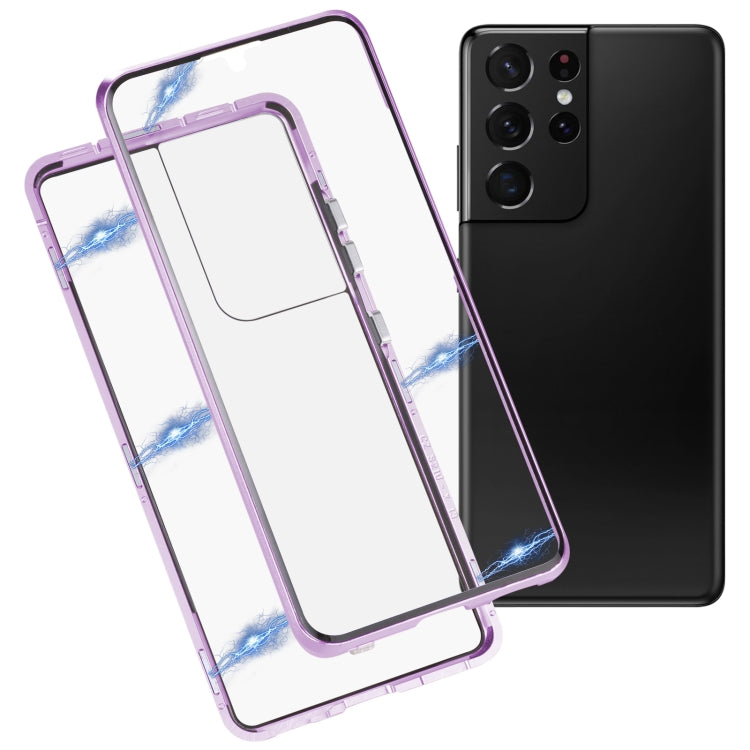 For Samsung Galaxy S21 Ultra 5G HD Magnetic Metal Tempered Glass Phone Case