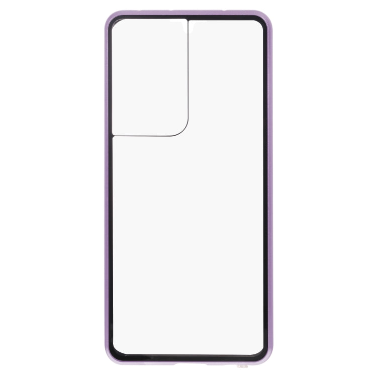 For Samsung Galaxy S21 Ultra 5G HD Magnetic Metal Tempered Glass Phone Case