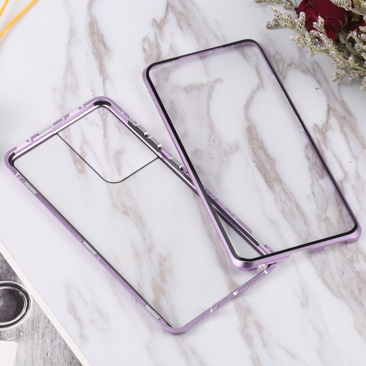For Samsung Galaxy S21 Ultra 5G HD Magnetic Metal Tempered Glass Phone Case