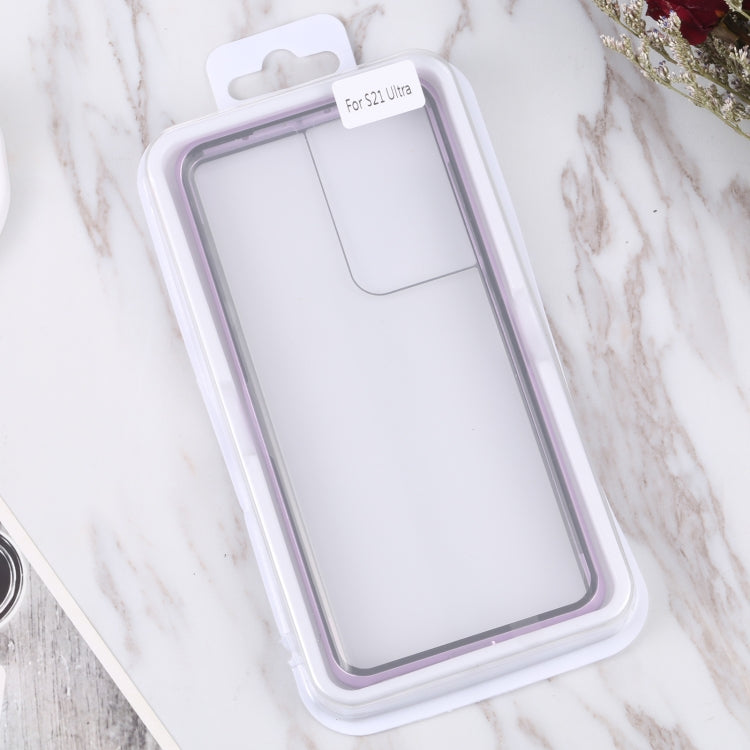 For Samsung Galaxy S21 Ultra 5G HD Magnetic Metal Tempered Glass Phone Case