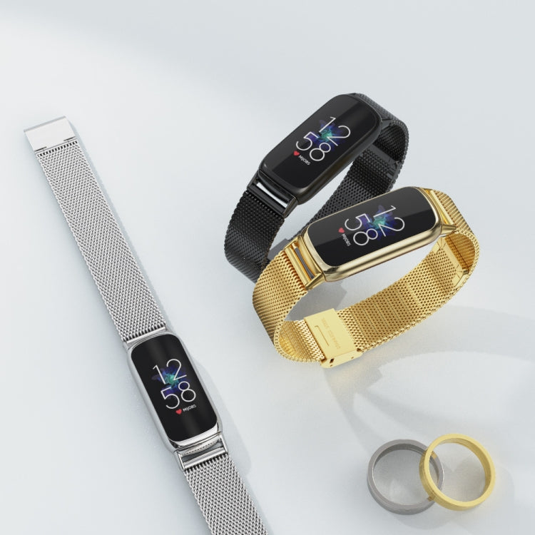 For Fitbit Luxe Mijobs Milan Buckle Stainless Steel Metal Watch Band(Gold)