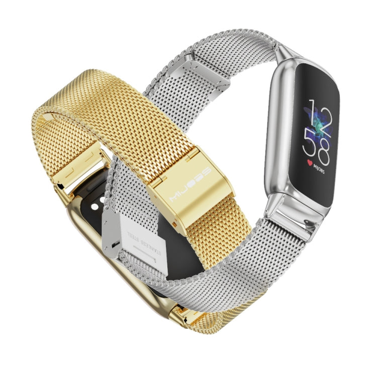 For Fitbit Luxe Mijobs Milan Buckle Stainless Steel Metal Watch Band(Gold)
