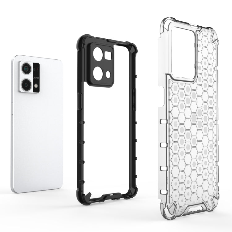 For OPPO Reno7 4G Shockproof Honeycomb PC + TPU Phone Case