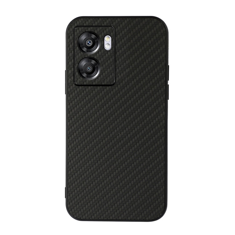 For OPPO A57 5G Accurate Hole Carbon Fiber Texture PU Phone Case