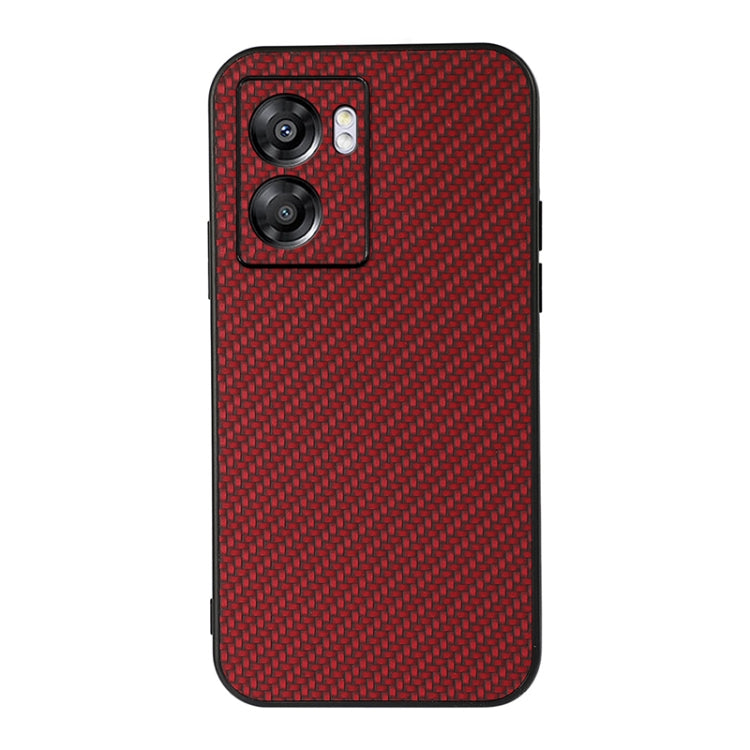 For OPPO A57 5G Accurate Hole Carbon Fiber Texture PU Phone Case