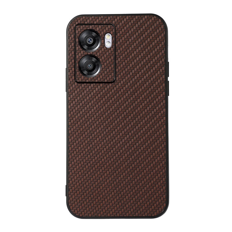 For OPPO A57 5G Accurate Hole Carbon Fiber Texture PU Phone Case