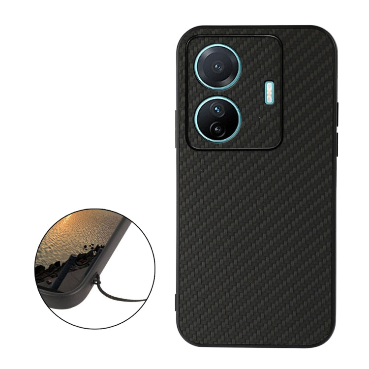 For vivo S15e Accurate Hole Carbon Fiber Texture PU Phone Case