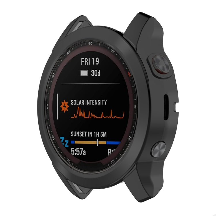 For Garmin Fenix 7S TPU Half-pack Hollowed Electroplating Watch Case