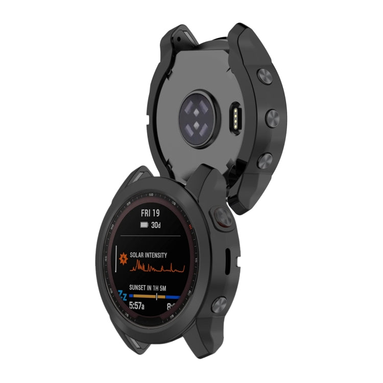 For Garmin Fenix 7S TPU Half-pack Hollowed Electroplating Watch Case