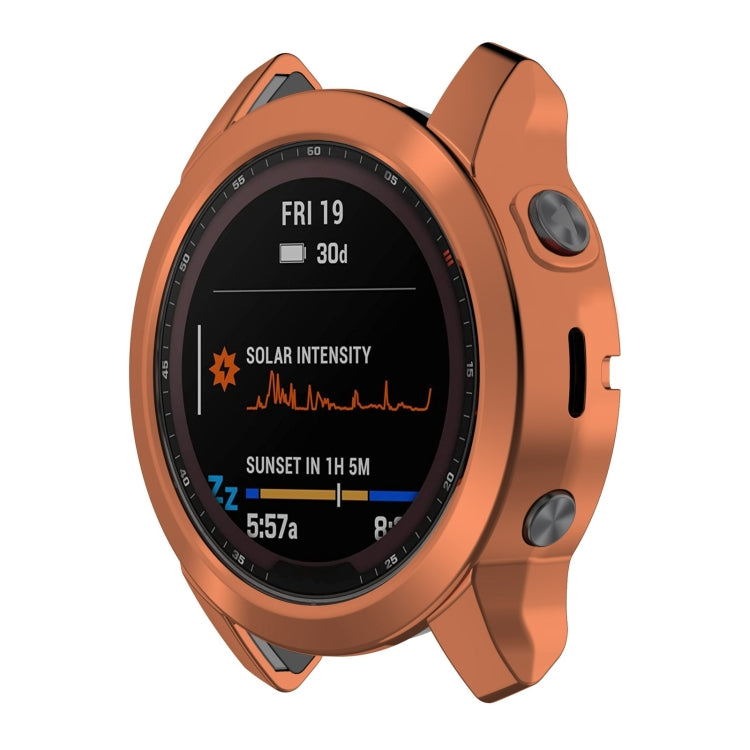 For Garmin Fenix 7S TPU Half-pack Hollowed Electroplating Watch Case