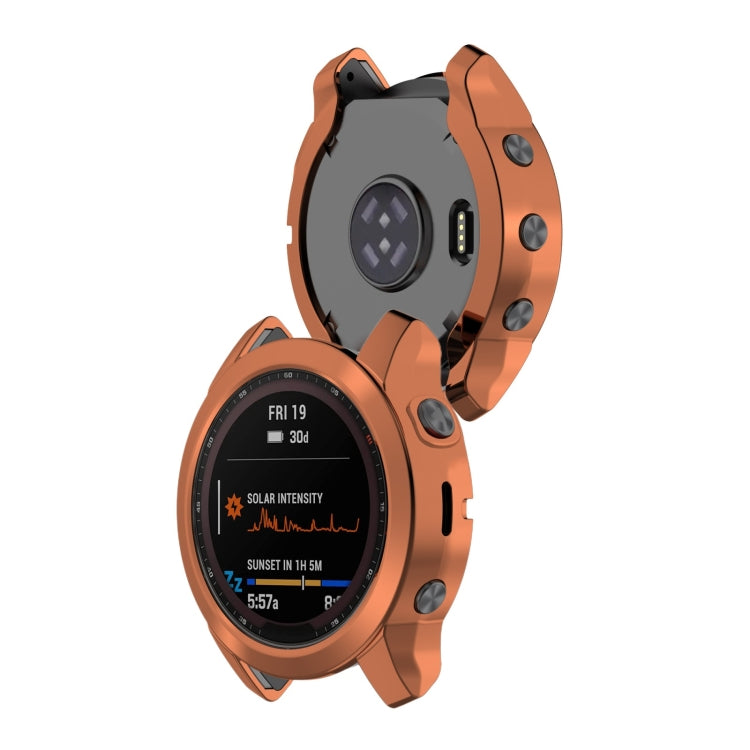 For Garmin Fenix 7S TPU Half-pack Hollowed Electroplating Watch Case