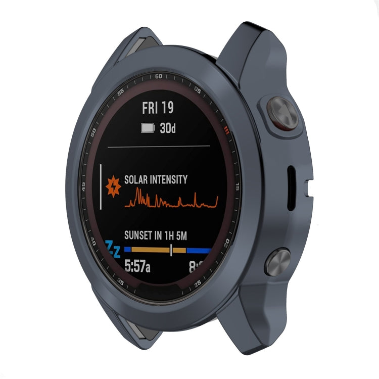 For Garmin Fenix 7S TPU Half-pack Hollowed Electroplating Watch Case