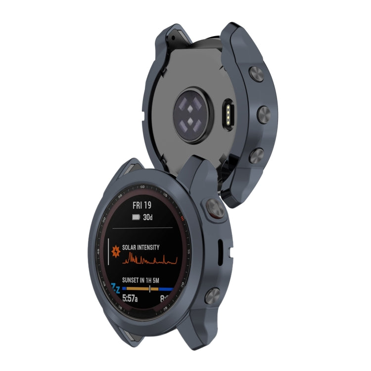 For Garmin Fenix 7S TPU Half-pack Hollowed Electroplating Watch Case