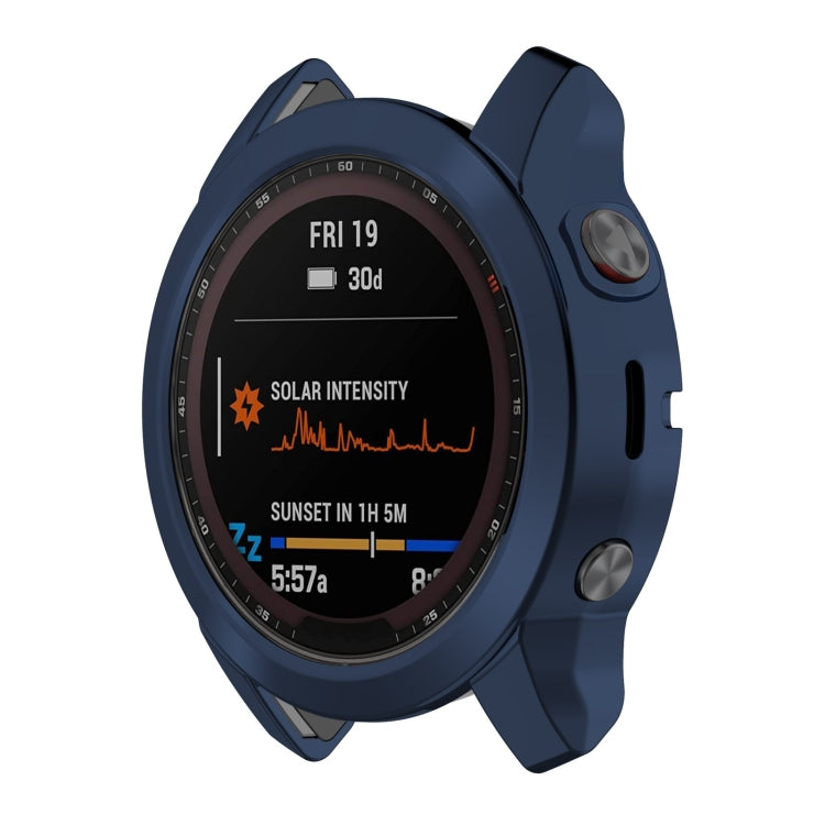 For Garmin Fenix 7S TPU Half-pack Hollowed Electroplating Watch Case