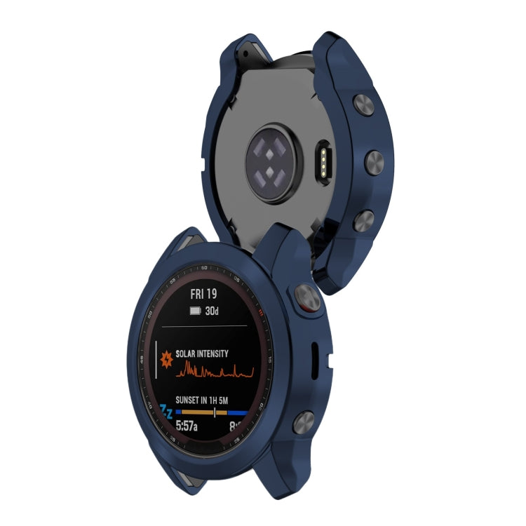 For Garmin Fenix 7S TPU Half-pack Hollowed Electroplating Watch Case