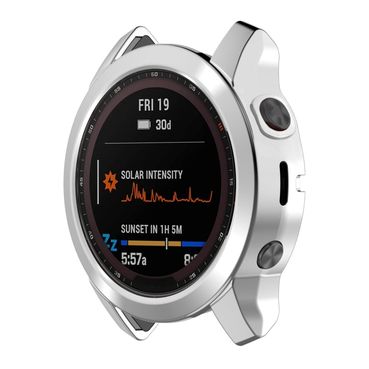 For Garmin Fenix 7S TPU Half-pack Hollowed Electroplating Watch Case
