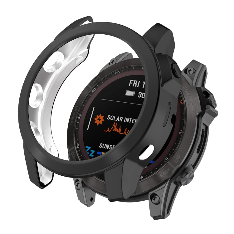 For Garmin Fenix 7X TPU Half-pack Hollowed Electroplating Watch Case
