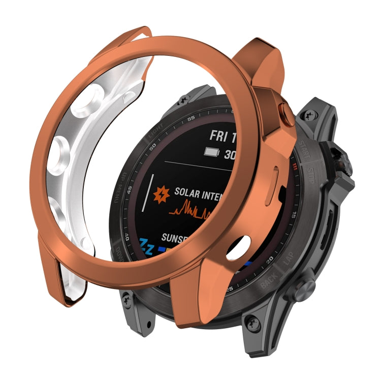 For Garmin Fenix 7X TPU Half-pack Hollowed Electroplating Watch Case