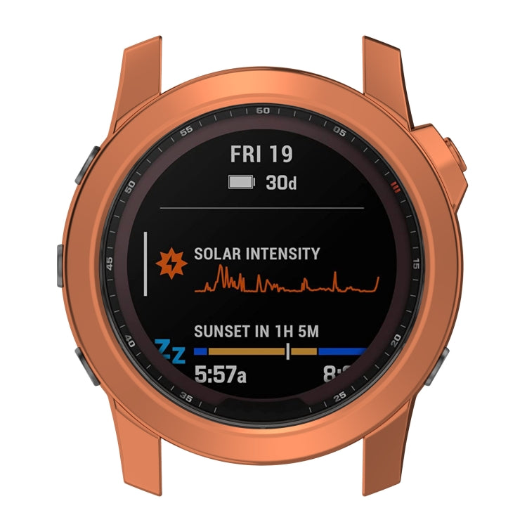 For Garmin Fenix 7X TPU Half-pack Hollowed Electroplating Watch Case