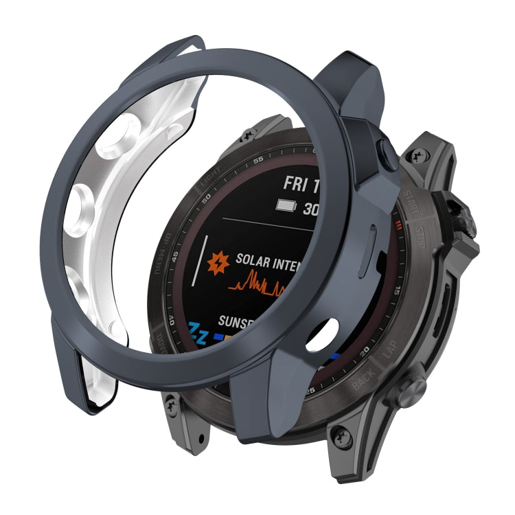 For Garmin Fenix 7X TPU Half-pack Hollowed Electroplating Watch Case