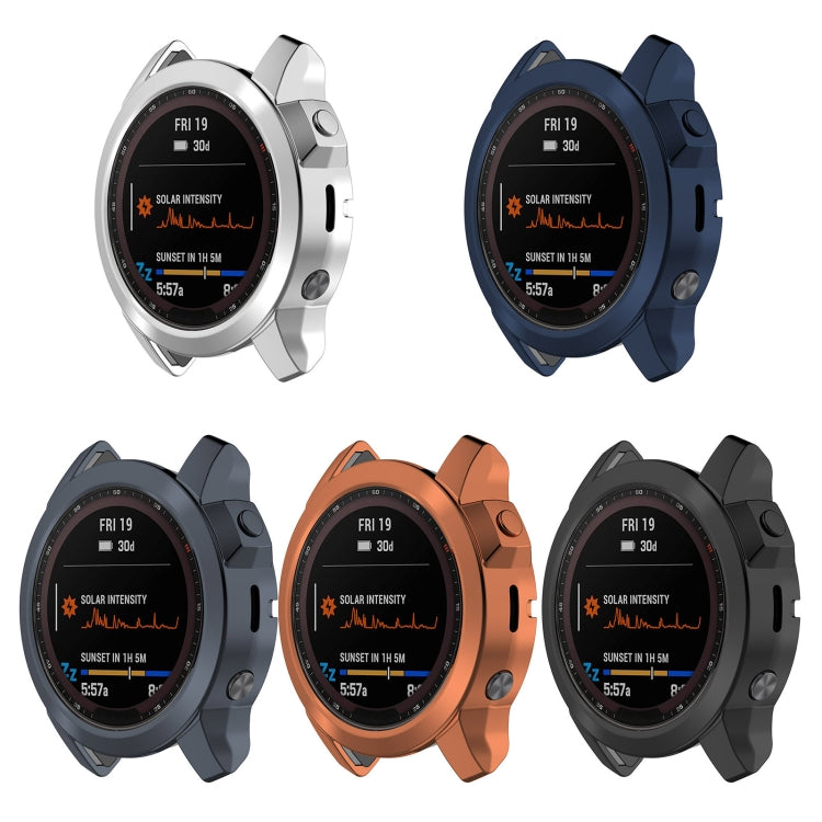 For Garmin Fenix 7X TPU Half-pack Hollowed Electroplating Watch Case