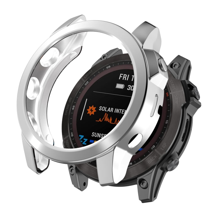 For Garmin Fenix 7X TPU Half-pack Hollowed Electroplating Watch Case