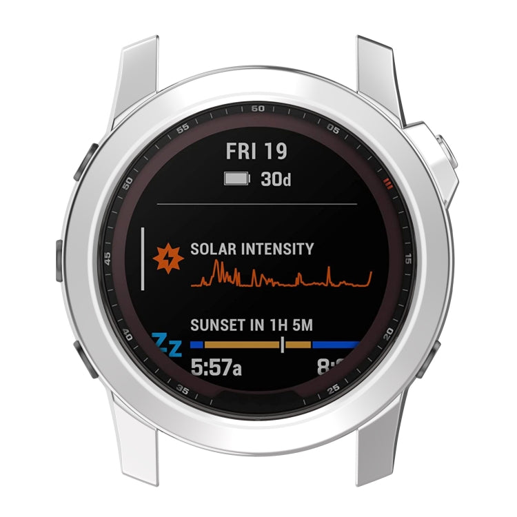 For Garmin Fenix 7X TPU Half-pack Hollowed Electroplating Watch Case