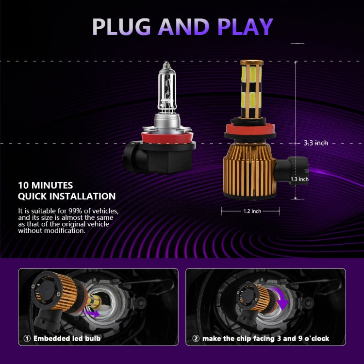 A10 1 Pair H11 6500K / 2500LM / 20W / DC10-32V IP67 Waterproof Car LED Headlight