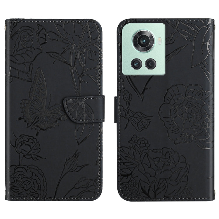 For OnePlus 10R/ACE Skin Feel Butterfly Peony Embossed Leather Phone Case