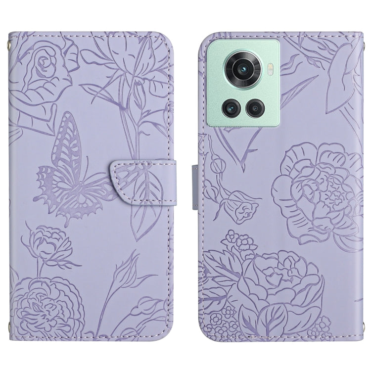 For OnePlus 10R/ACE Skin Feel Butterfly Peony Embossed Leather Phone Case