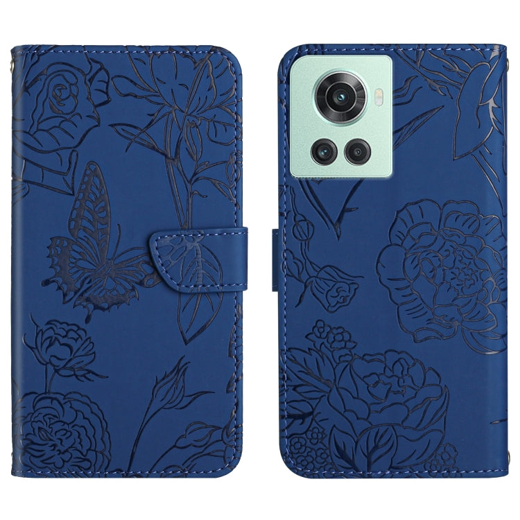For OnePlus 10R/ACE Skin Feel Butterfly Peony Embossed Leather Phone Case