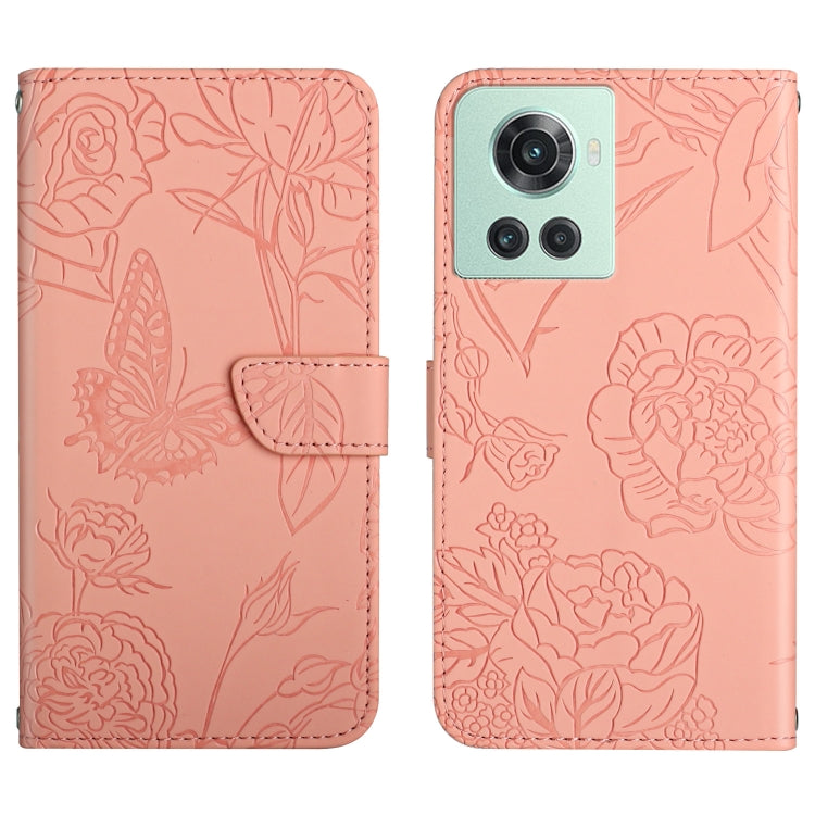 For OnePlus 10R/ACE Skin Feel Butterfly Peony Embossed Leather Phone Case