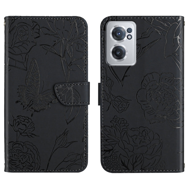 For OnePlus Nord CE 2 5G Skin Feel Butterfly Peony Embossed Leather Phone Case