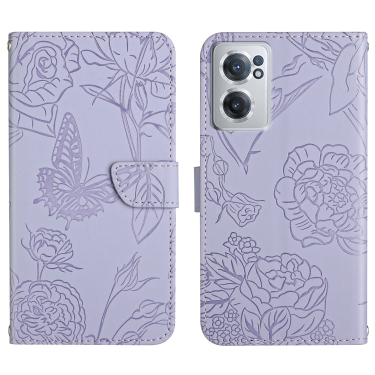 For OnePlus Nord CE 2 5G Skin Feel Butterfly Peony Embossed Leather Phone Case