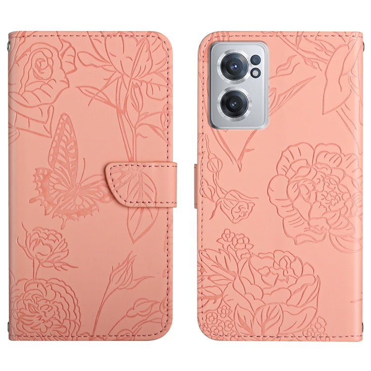 For OnePlus Nord CE 2 5G Skin Feel Butterfly Peony Embossed Leather Phone Case