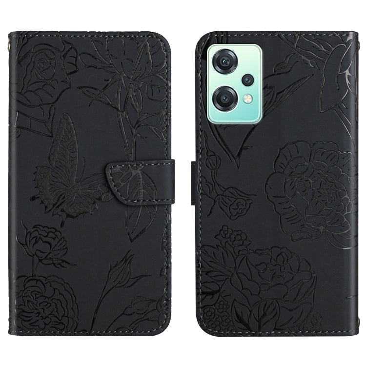 For OnePlus Nord CE2 Lite/Realme 9 Pro 5G/Realme V25 Skin Feel Butterfly Peony Embossed Leather Phone Case